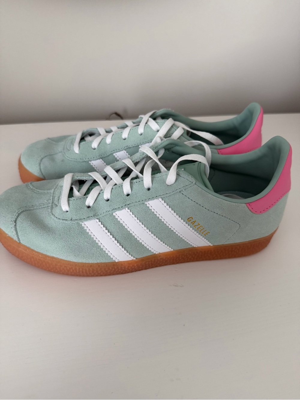 Adidas Gazelle Mint Green White Pink Sneakers - Picture 3 of 5